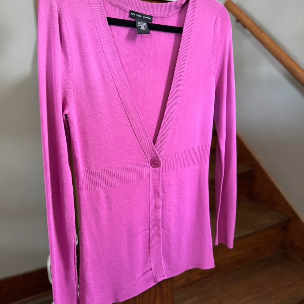 New York & Company Fuchsia Cardigan Sweater